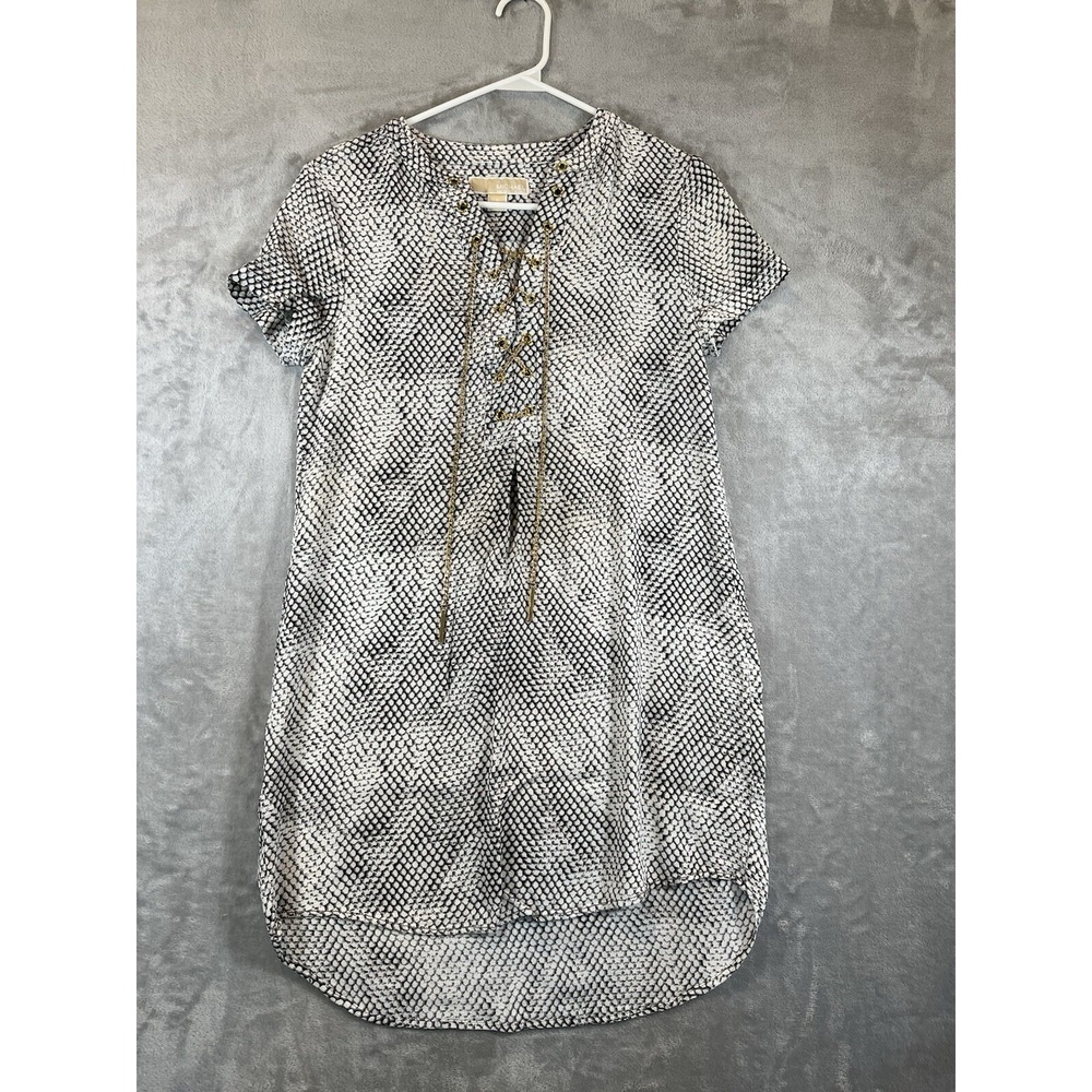 Michael Kors Dress Snake Skin Black White Gray Gold Chain Womens Small